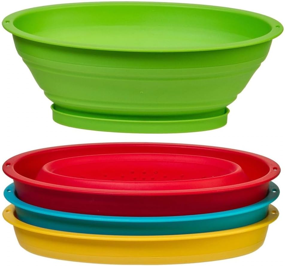 Collapsible Mini Fruit & Vegetable Colander Set – Compact Multi-Colored Strainer Water Drainers