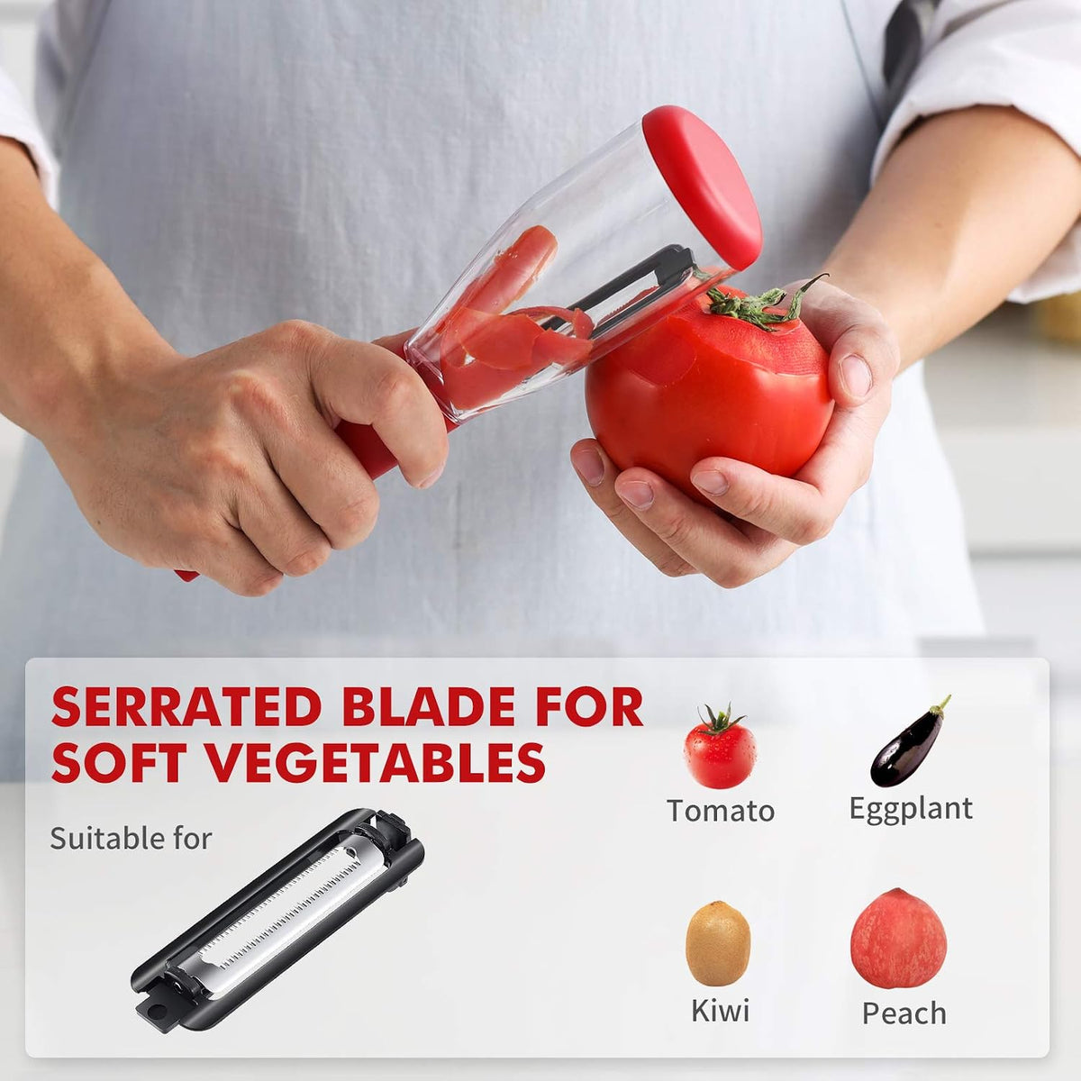 Vegetable Peeler with Container – 3-Blade Julienne Peeler & Slicer Shredder for Veggies & Fruits