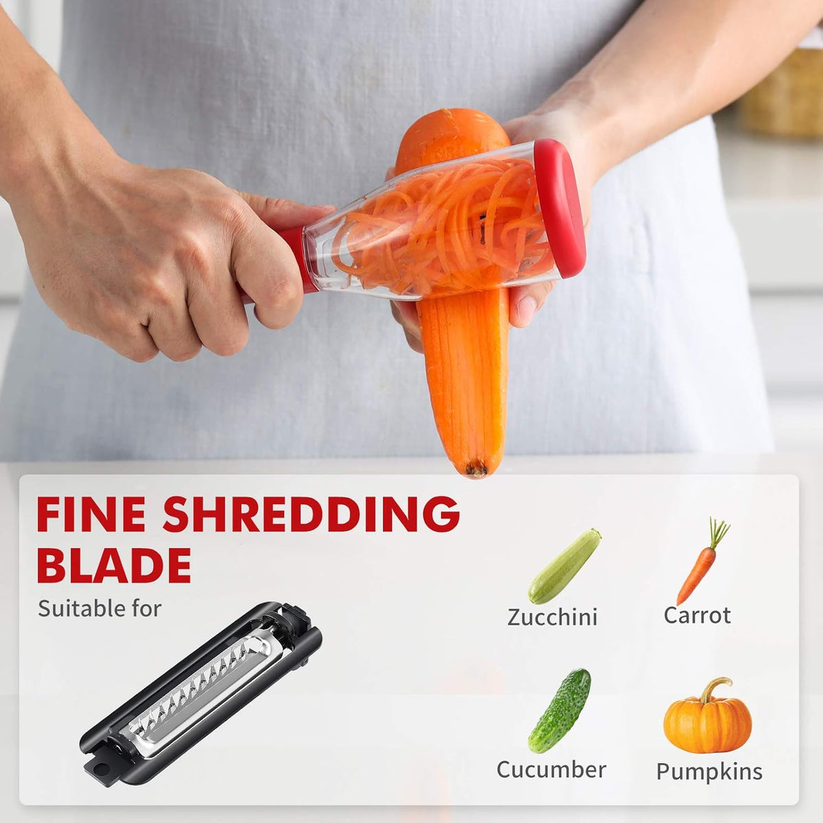 Vegetable Peeler with Container – 3-Blade Julienne Peeler & Slicer Shredder for Veggies & Fruits