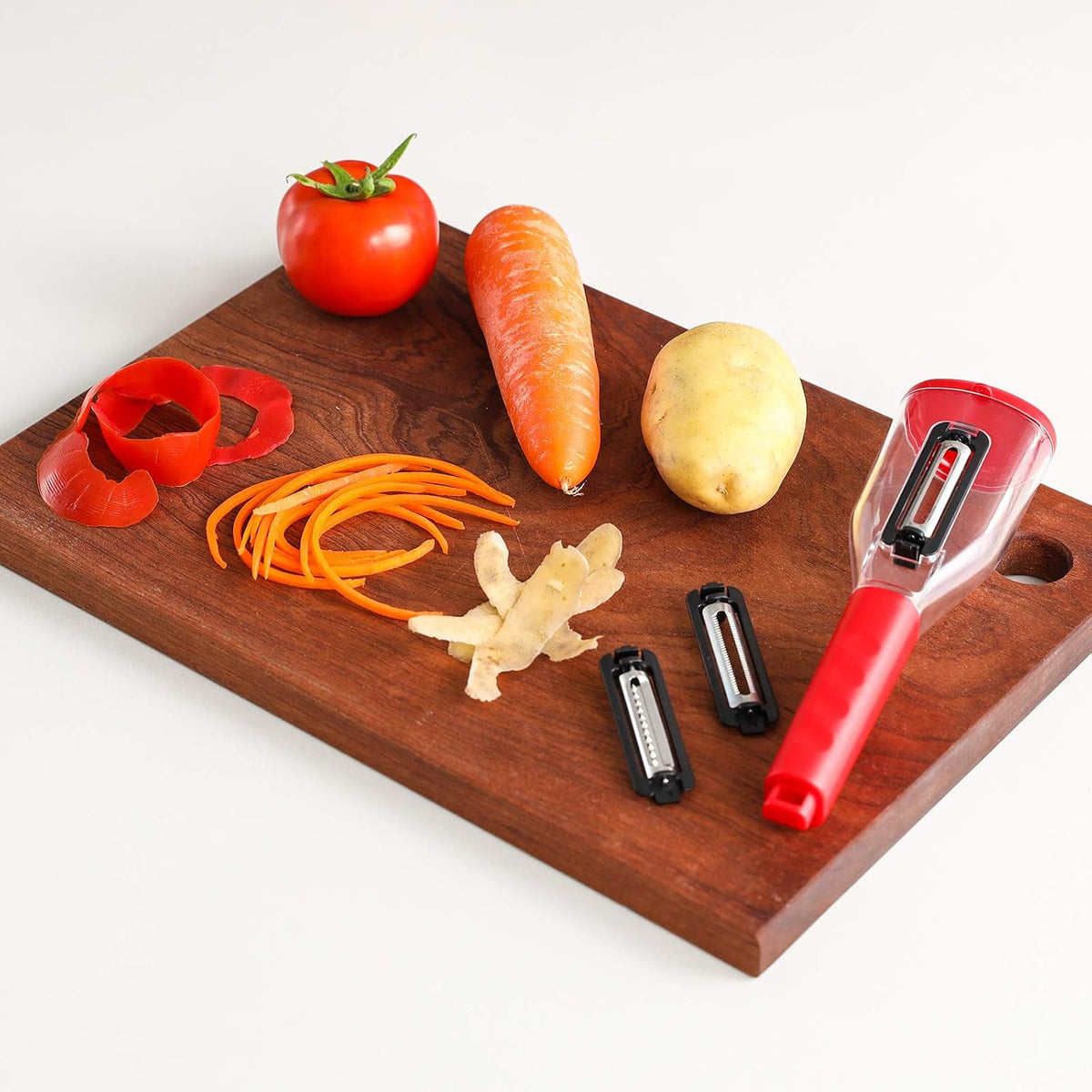 Vegetable Peeler with Container – 3-Blade Julienne Peeler & Slicer Shredder for Veggies & Fruits