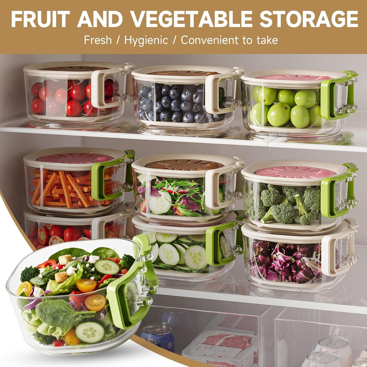 Fruit & Vegetable Washing Bowl with Strainer – Multifunctional Produce Washer, Berry & Lettuce Keeper for Fridge Storage