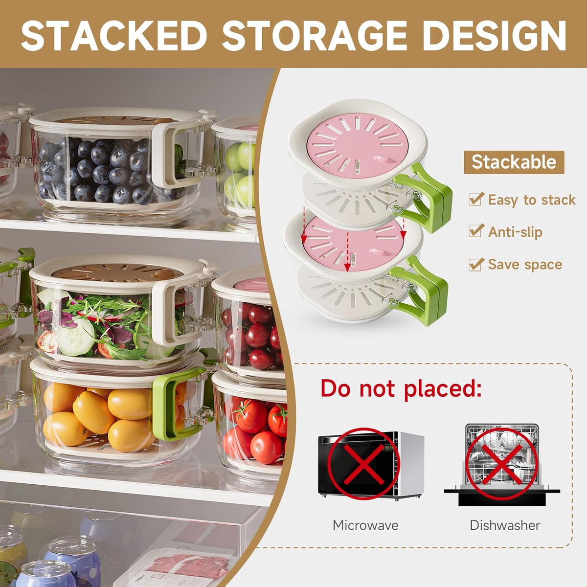 Fruit & Vegetable Washing Bowl with Strainer – Multifunctional Produce Washer, Berry & Lettuce Keeper for Fridge Storage