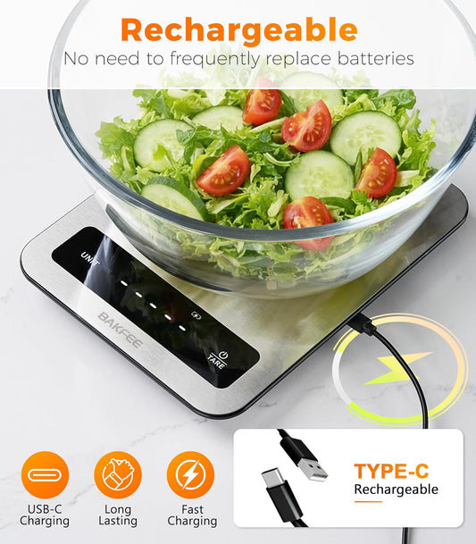 22lb Digital Kitchen Food Scale – Stainless Steel, 1g Precision, LED Display