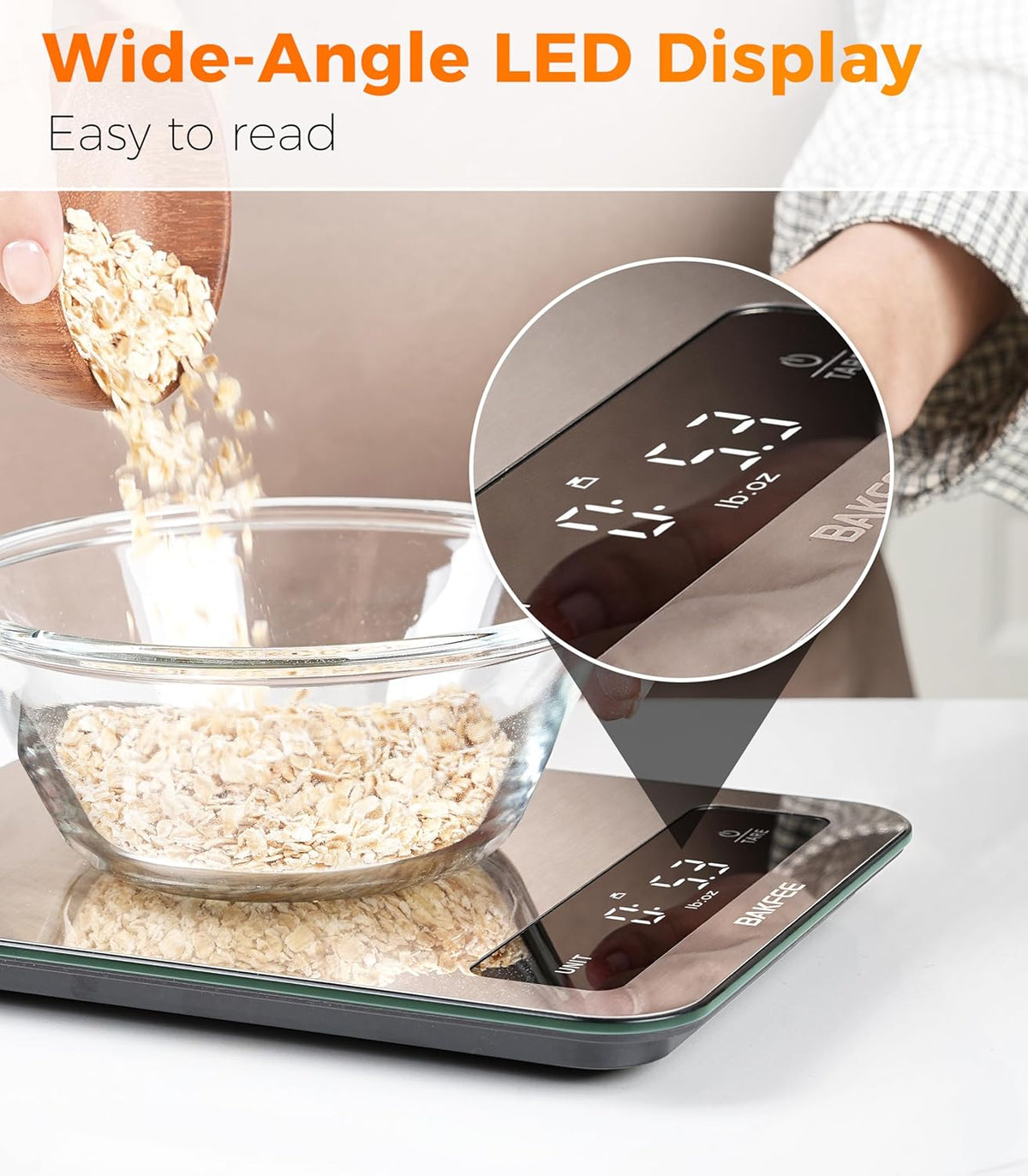 22lb Digital Kitchen Food Scale – Stainless Steel, 1g Precision, LED Display