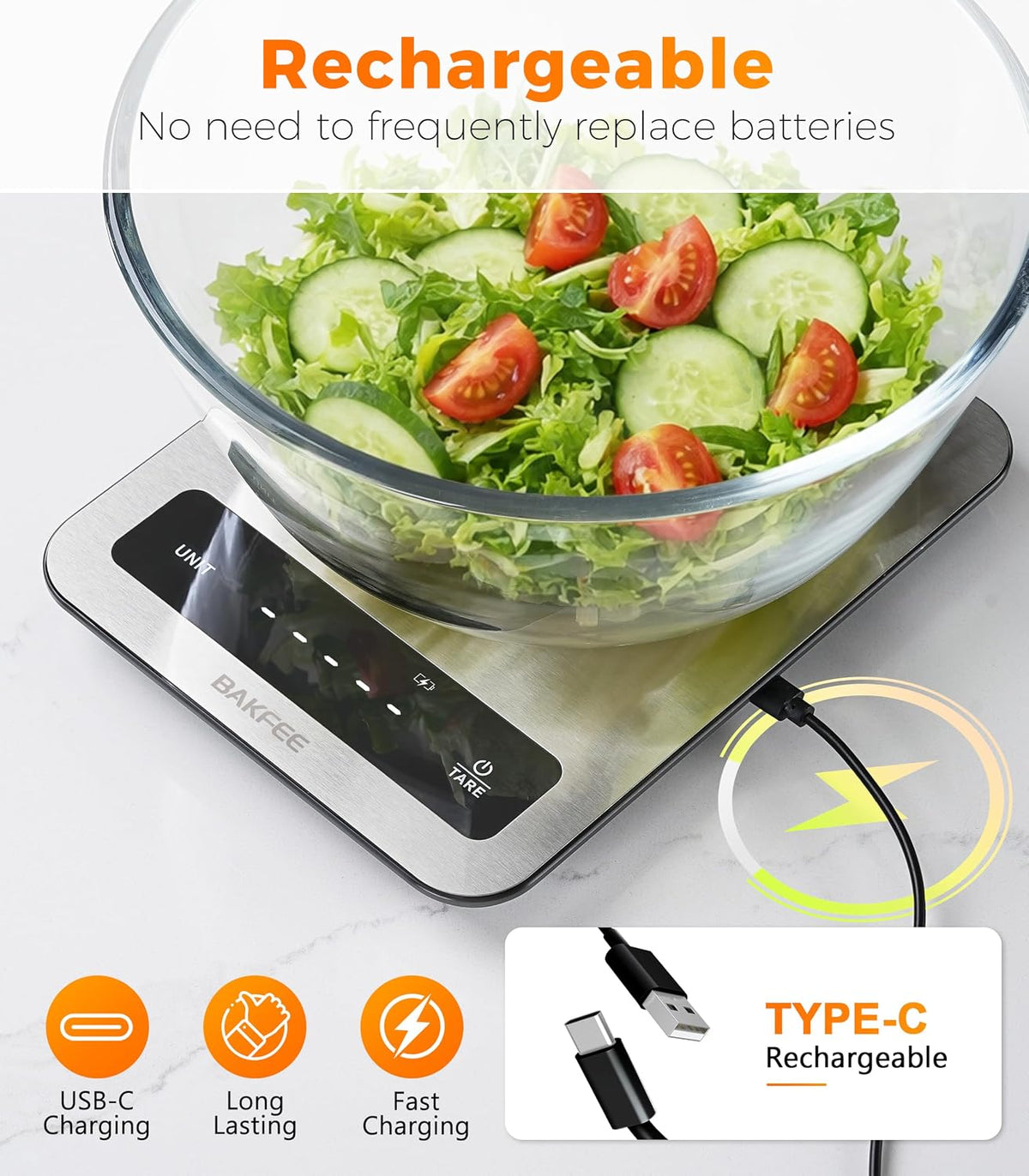22lb Digital Kitchen Food Scale – Stainless Steel, 1g Precision, LED Display