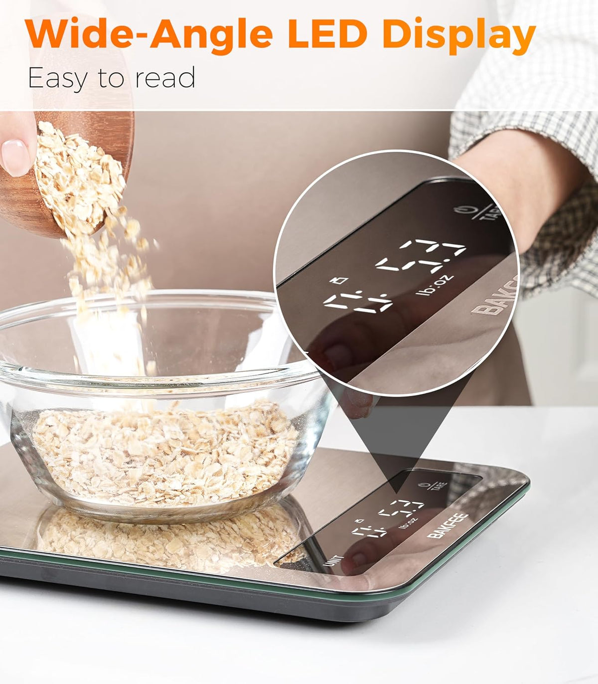 22lb Digital Kitchen Food Scale – Stainless Steel, 1g Precision, LED Display
