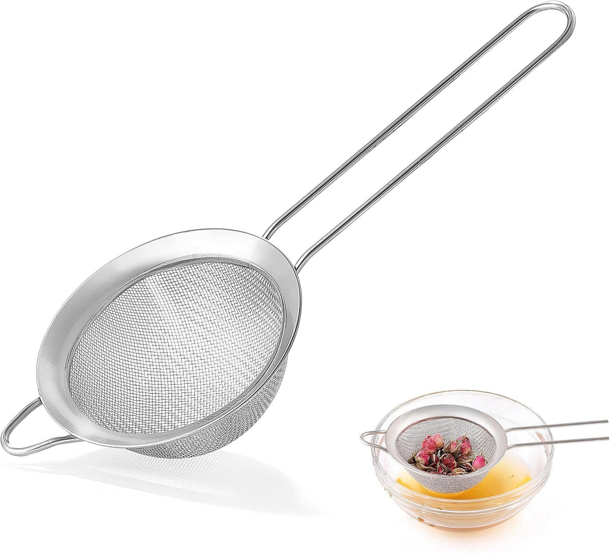 3.35 Inch Stainless Steel Fine Mesh Strainer – Handheld Mini Sieve for Cocktails, Tea, Coffee & Juice