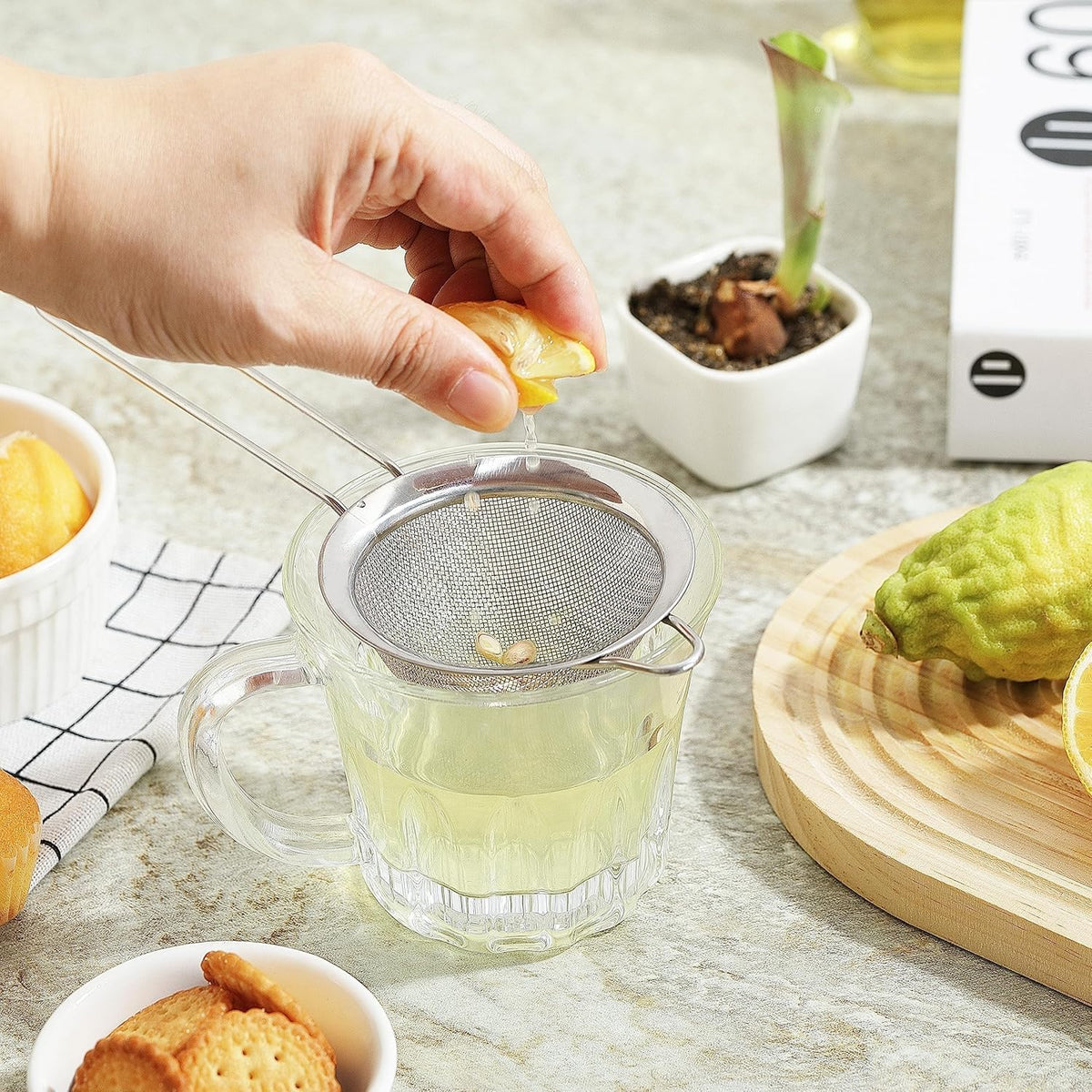 3.35 Inch Stainless Steel Fine Mesh Strainer – Handheld Mini Sieve for Cocktails, Tea, Coffee & Juice