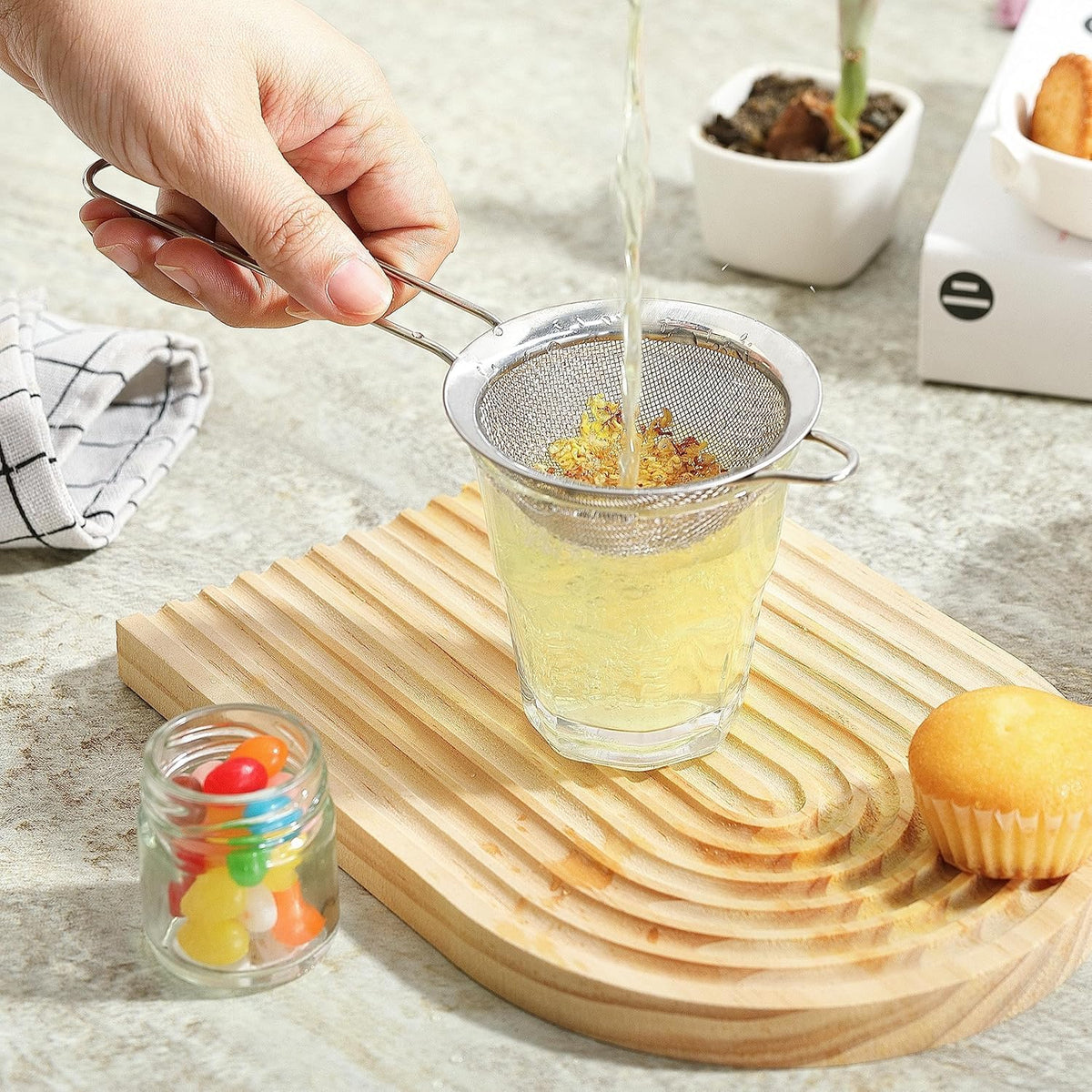 3.35 Inch Stainless Steel Fine Mesh Strainer – Handheld Mini Sieve for Cocktails, Tea, Coffee & Juice