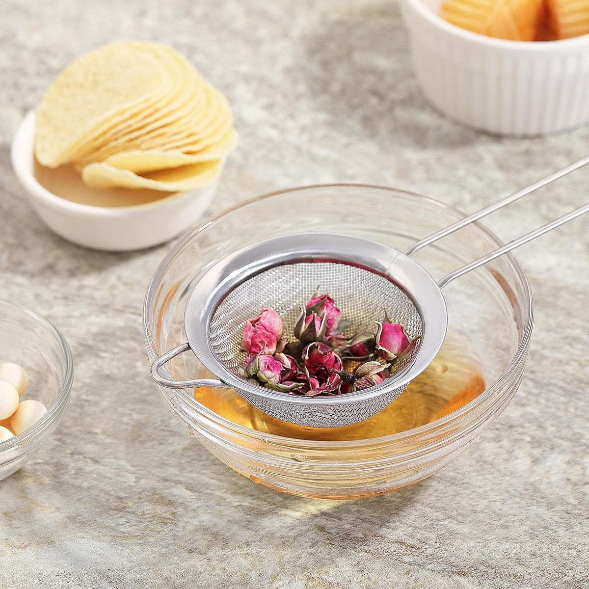 3.35 Inch Stainless Steel Fine Mesh Strainer – Handheld Mini Sieve for Cocktails, Tea, Coffee & Juice