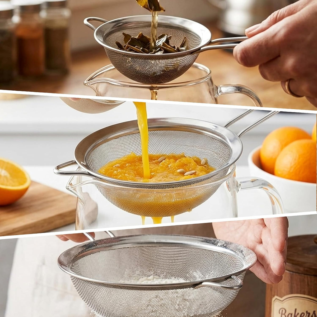 3.35 Inch Stainless Steel Fine Mesh Strainer – Handheld Mini Sieve for Cocktails, Tea, Coffee & Juice