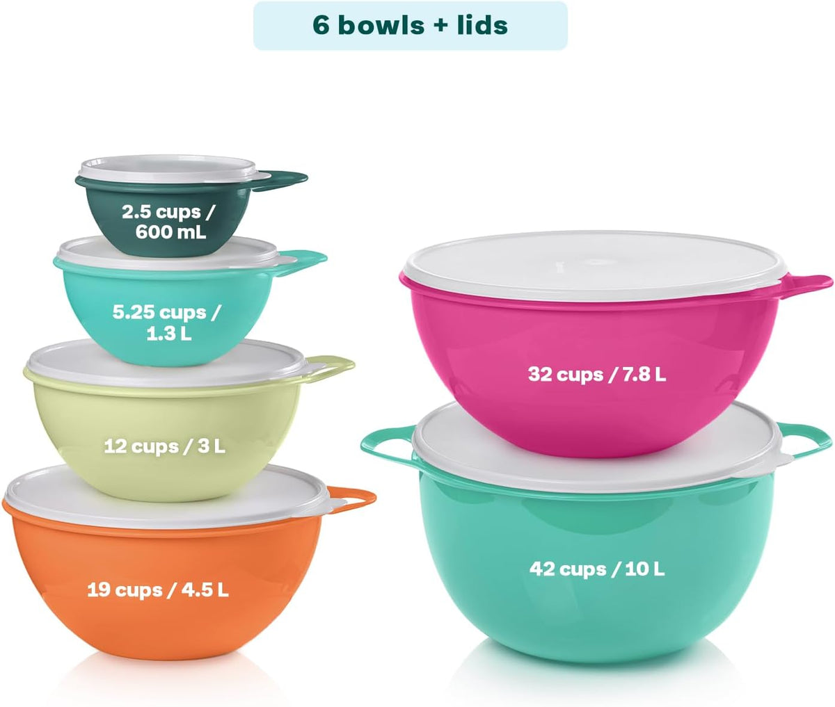 Thatsa Bowl Collection 6-Piece Food Storage Container Set – BPA Free Dishwasher Safe Kitchen Bowls with Lids (Fauna)