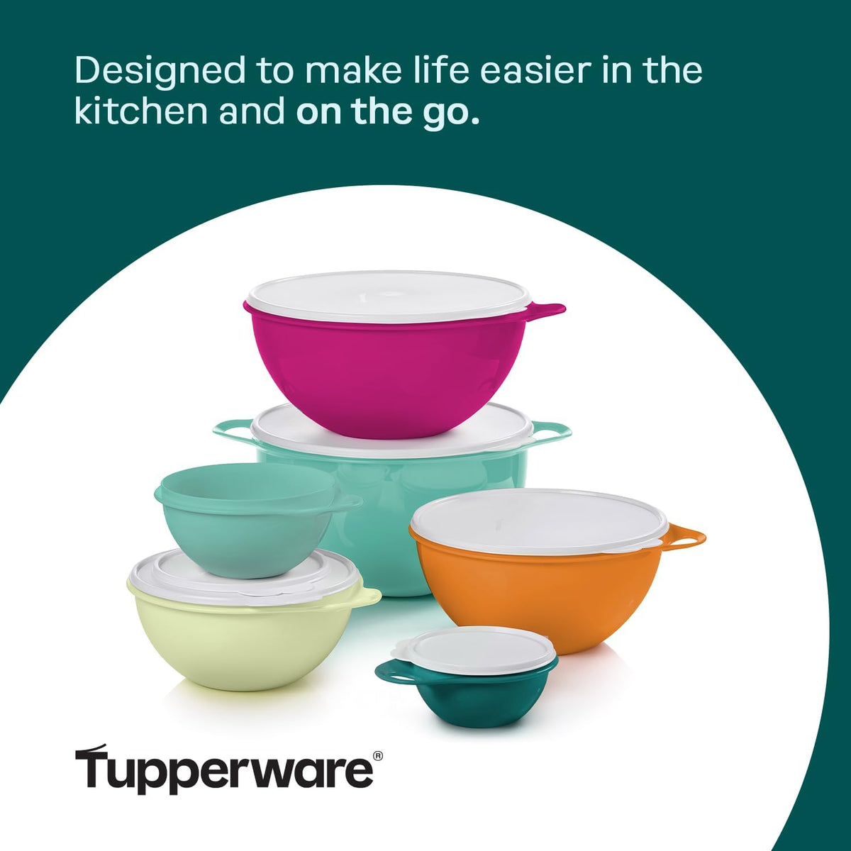 Thatsa Bowl Collection 6-Piece Food Storage Container Set – BPA Free Dishwasher Safe Kitchen Bowls with Lids (Fauna)