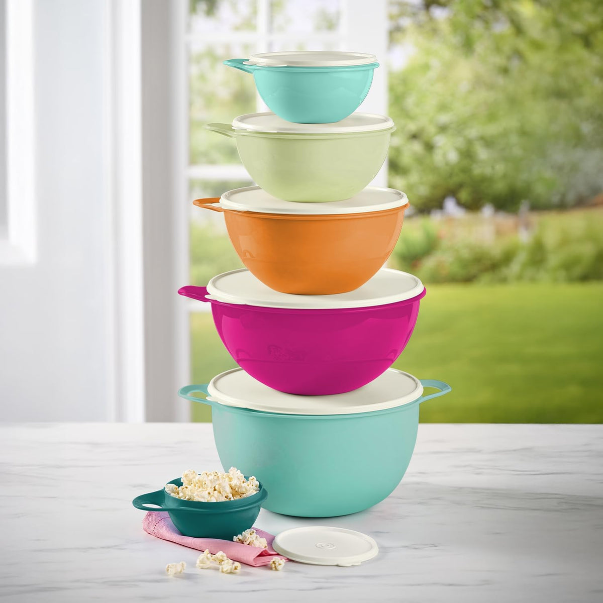 Thatsa Bowl Collection 6-Piece Food Storage Container Set – BPA Free Dishwasher Safe Kitchen Bowls with Lids (Fauna)