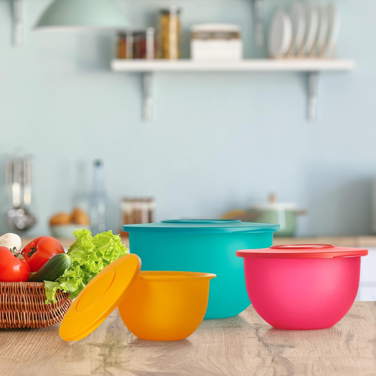 Thatsa Bowl Collection 6-Piece Food Storage Container Set – BPA Free Dishwasher Safe Kitchen Bowls with Lids (Fauna)