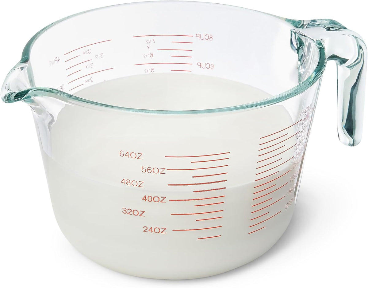 8 Cup Large Glass Measuring Cup – Easy-Read Markings, Dishwasher & Oven Safe Kitchen Tool