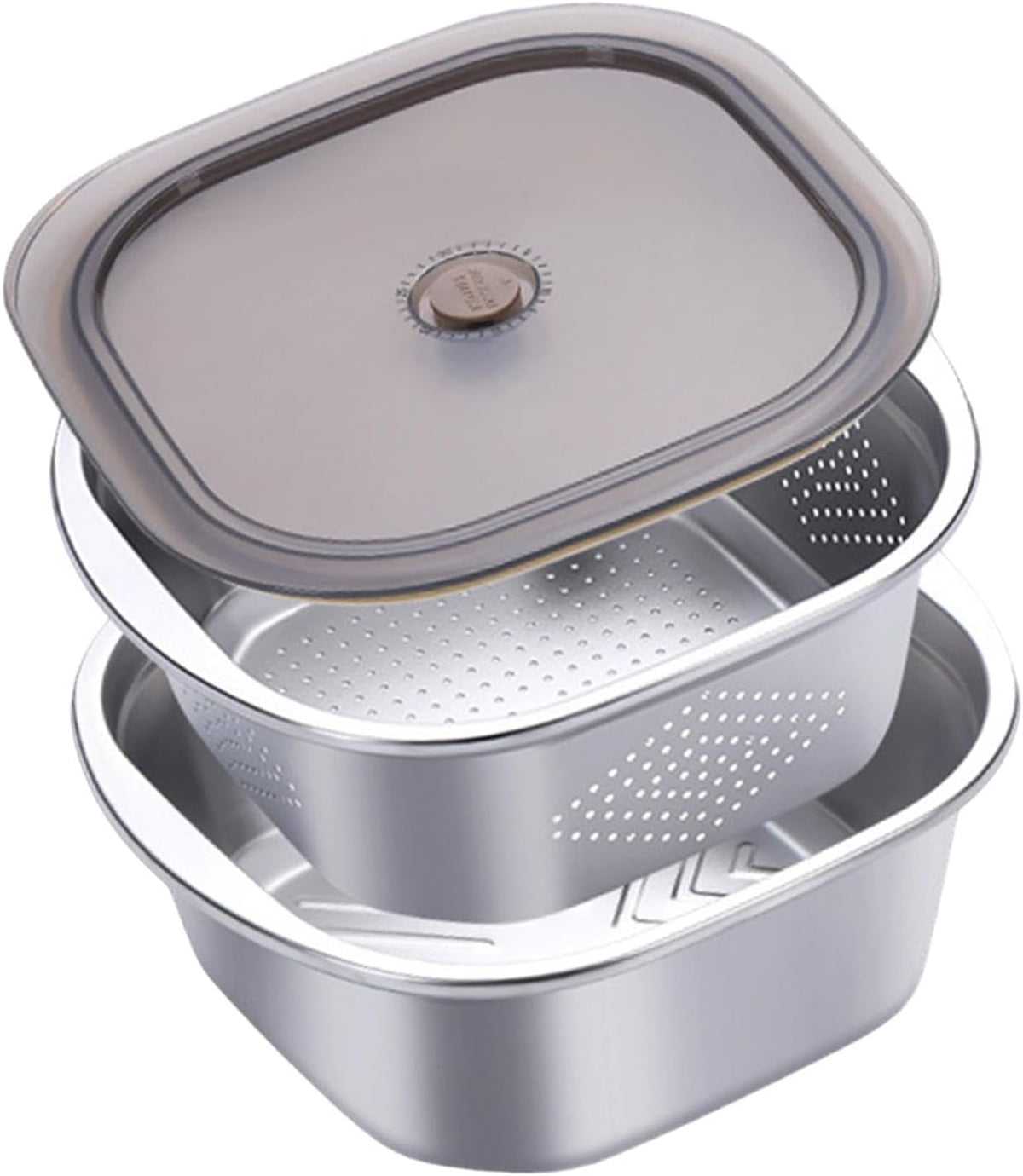 Stainless Steel Colander & Mixing Bowl Set with Lid – 3600ml Food Storage Container for Washing Rice, Vegetables & Fruit