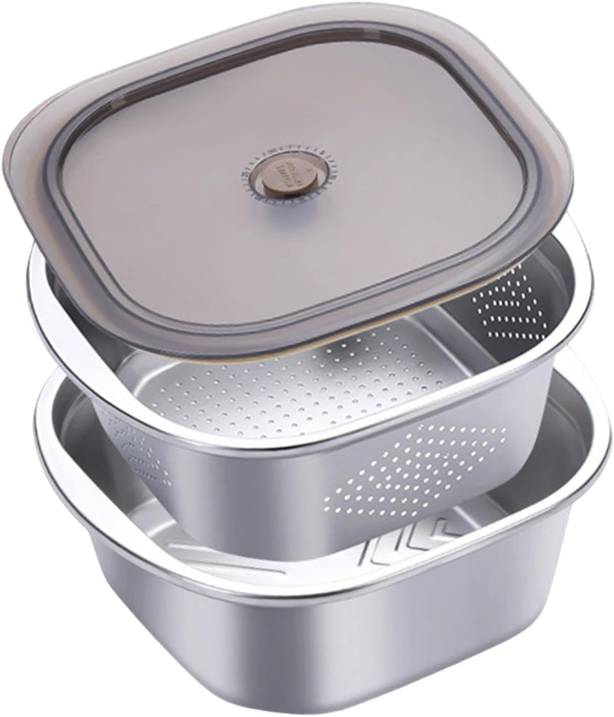 Stainless Steel Colander & Mixing Bowl Set with Lid – 3600ml Food Storage Container for Washing Rice, Vegetables & Fruit