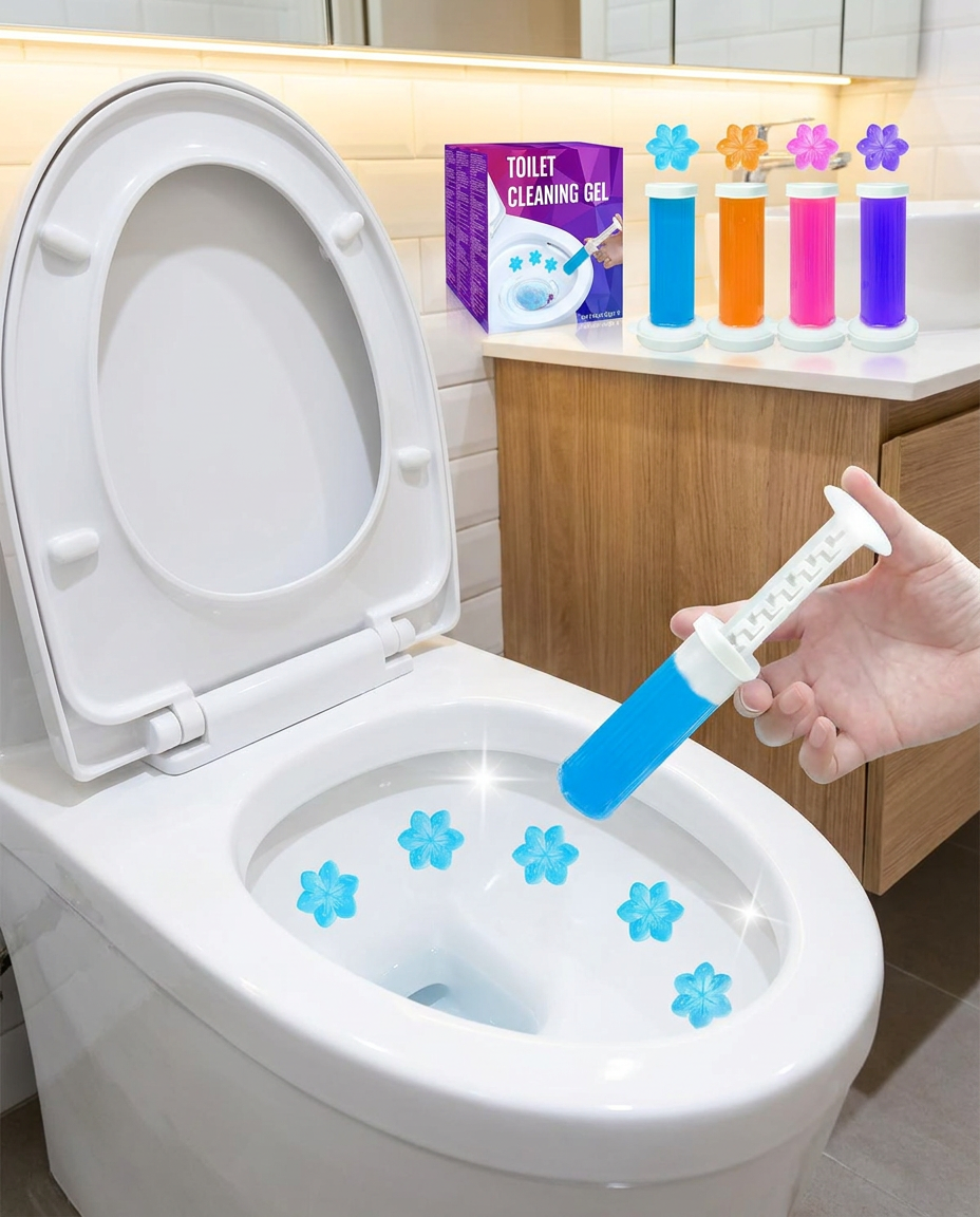 Flower Stamp Toilet Gel Cleaner in use, lifestyle