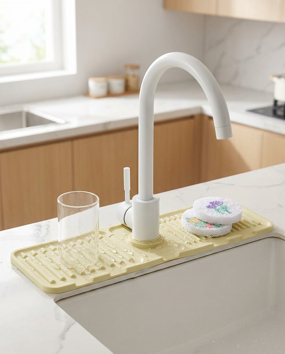Upgraded Silicone Faucet Mat in use, lifestyle