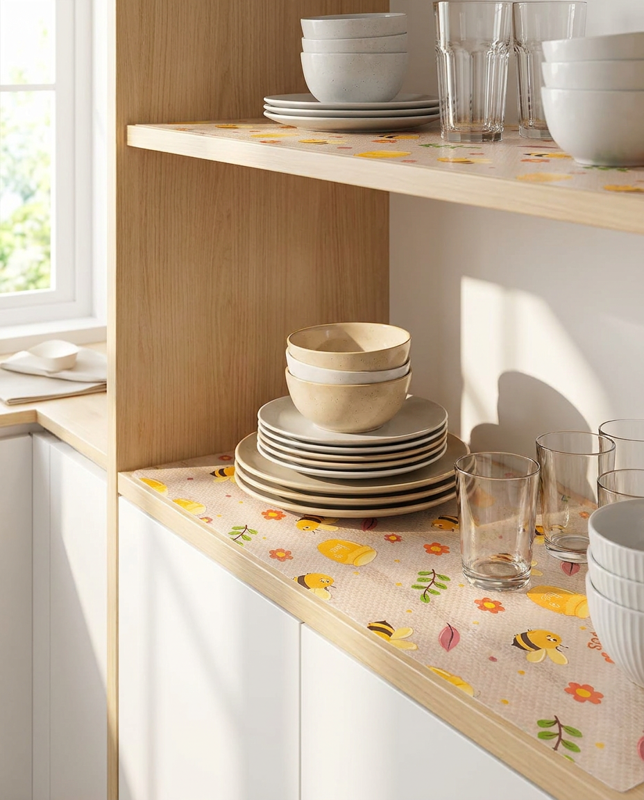 Anti-Slip Waterproof Cabinet & Drawer Liner in use, lifestyle