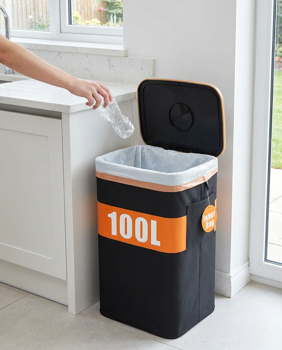 100L Foldable Waste Bin in use, lifestyle