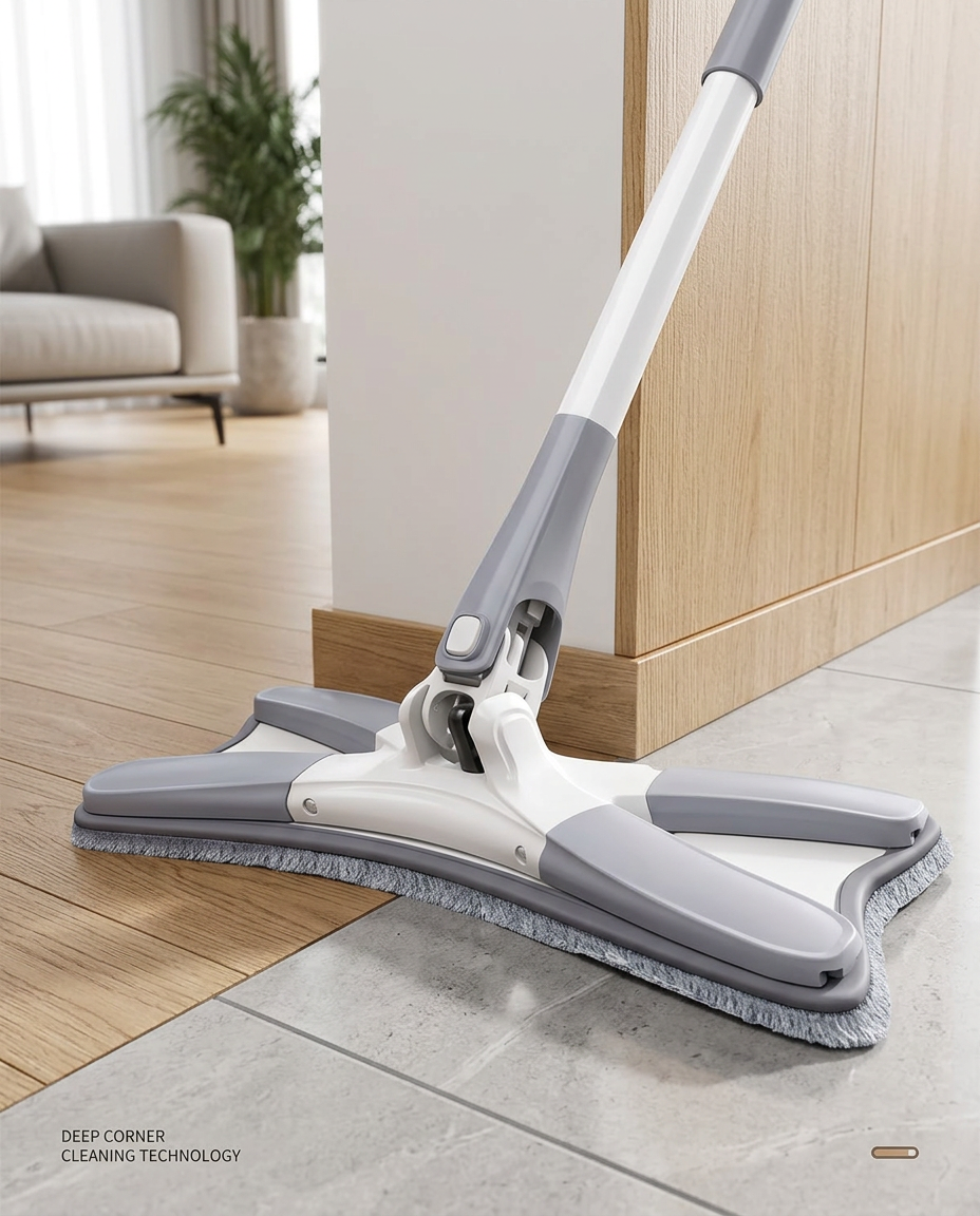 Microfiber X-Shape Self-Wringing Mop in use, lifestyle