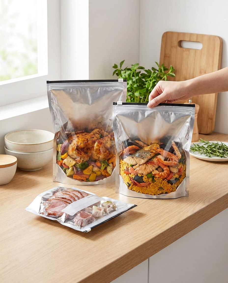 Aluminium Foil Food Storage Bags in use, lifestyle
