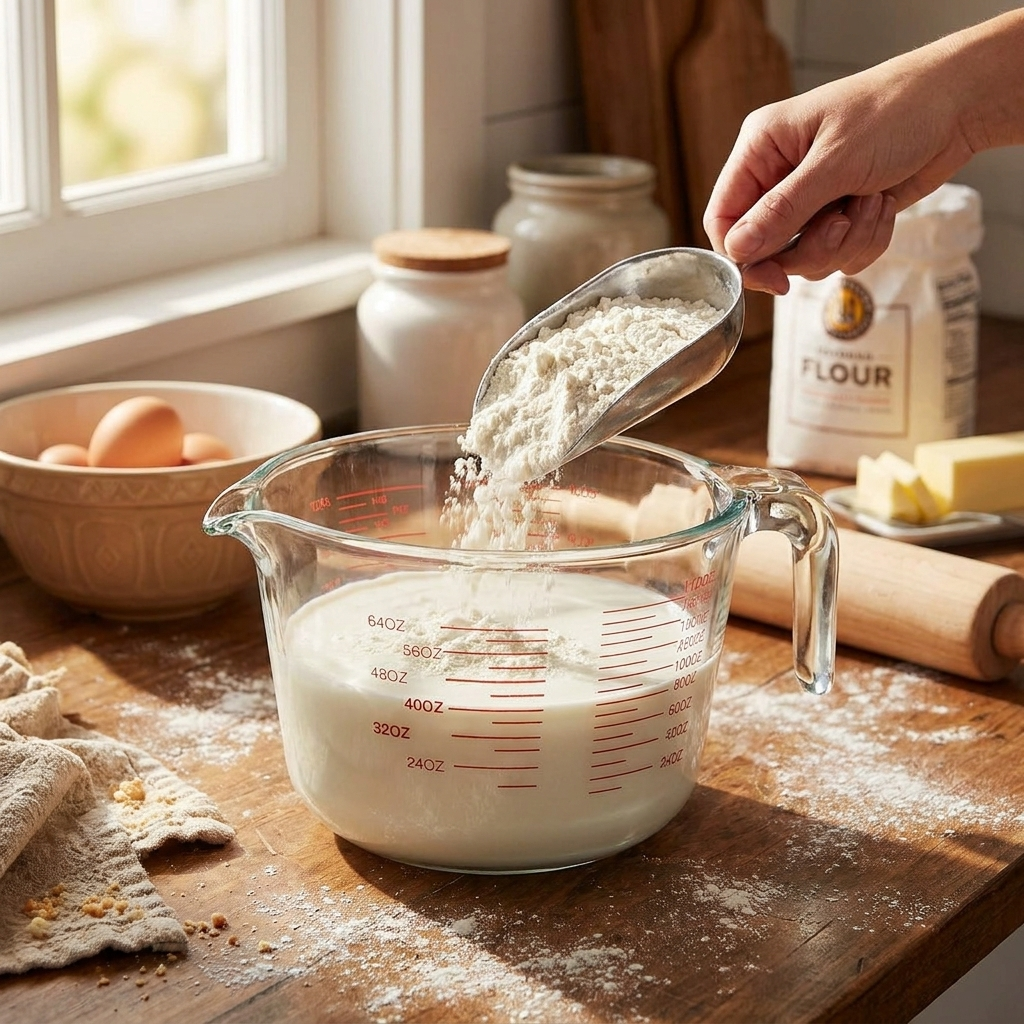 Large Glass Measuring Cup in use while baking