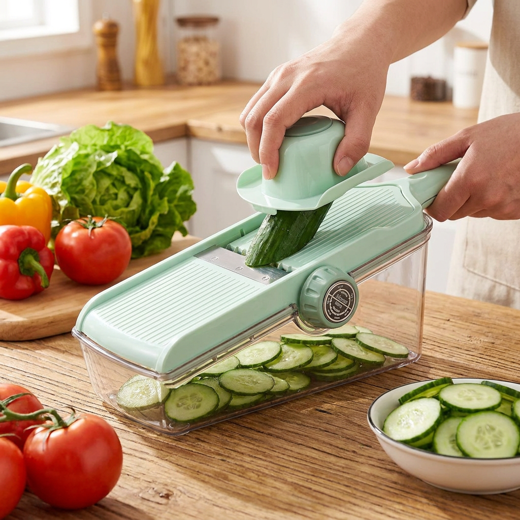 Multifunctional Vegetable Slicer Cheese Grater in use