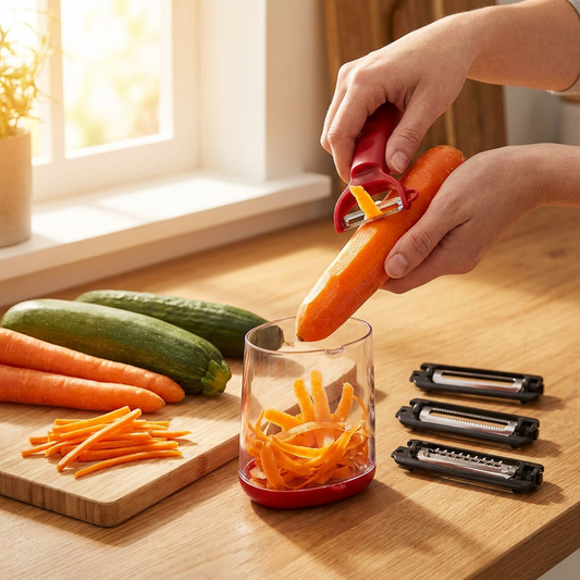 Vegetable Peeler with Container in use