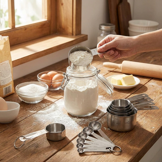 13-Piece Measuring Cups and Spoons Set in use