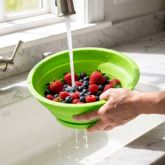 Collapsible Mini Colander in use