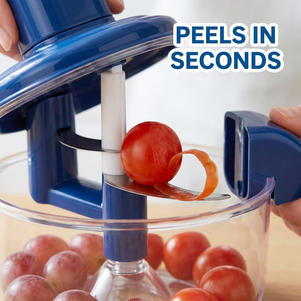 Peels fruit in seconds