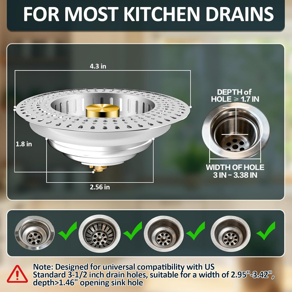 Kitchen Sink Strainer Combo – Over-the-Sink Colander & Drain Strainer Set, Kitchen Essential Accessory