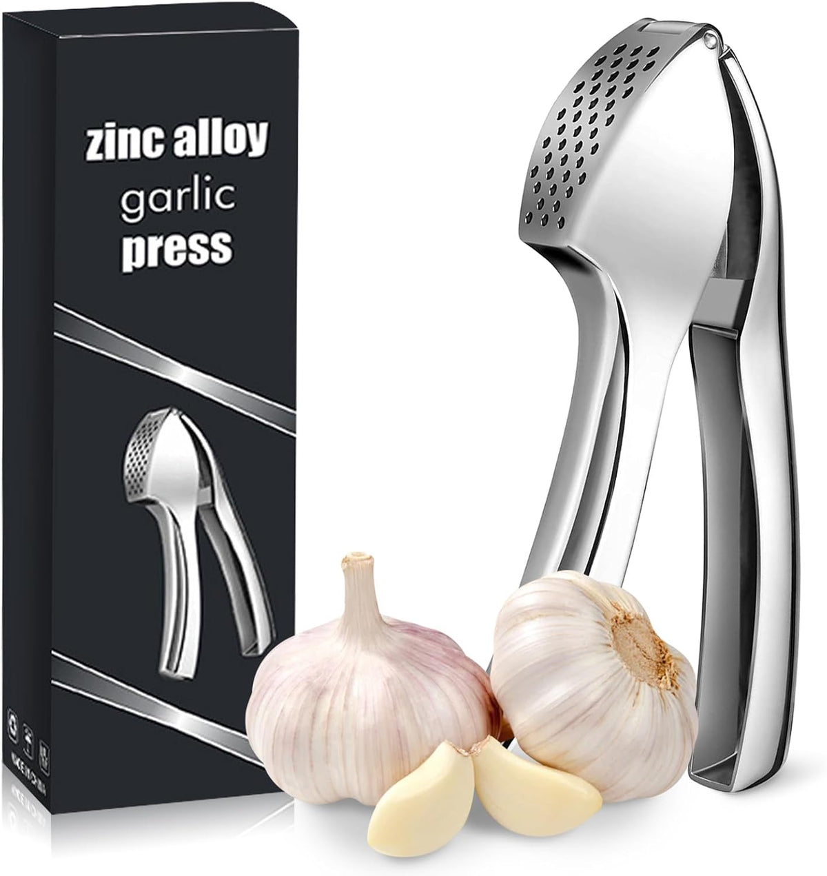 EZMIBEE Stainless Steel Garlic Press & Mincer – Rust-Proof Detachable Garlic Crusher with Cleaning Brush