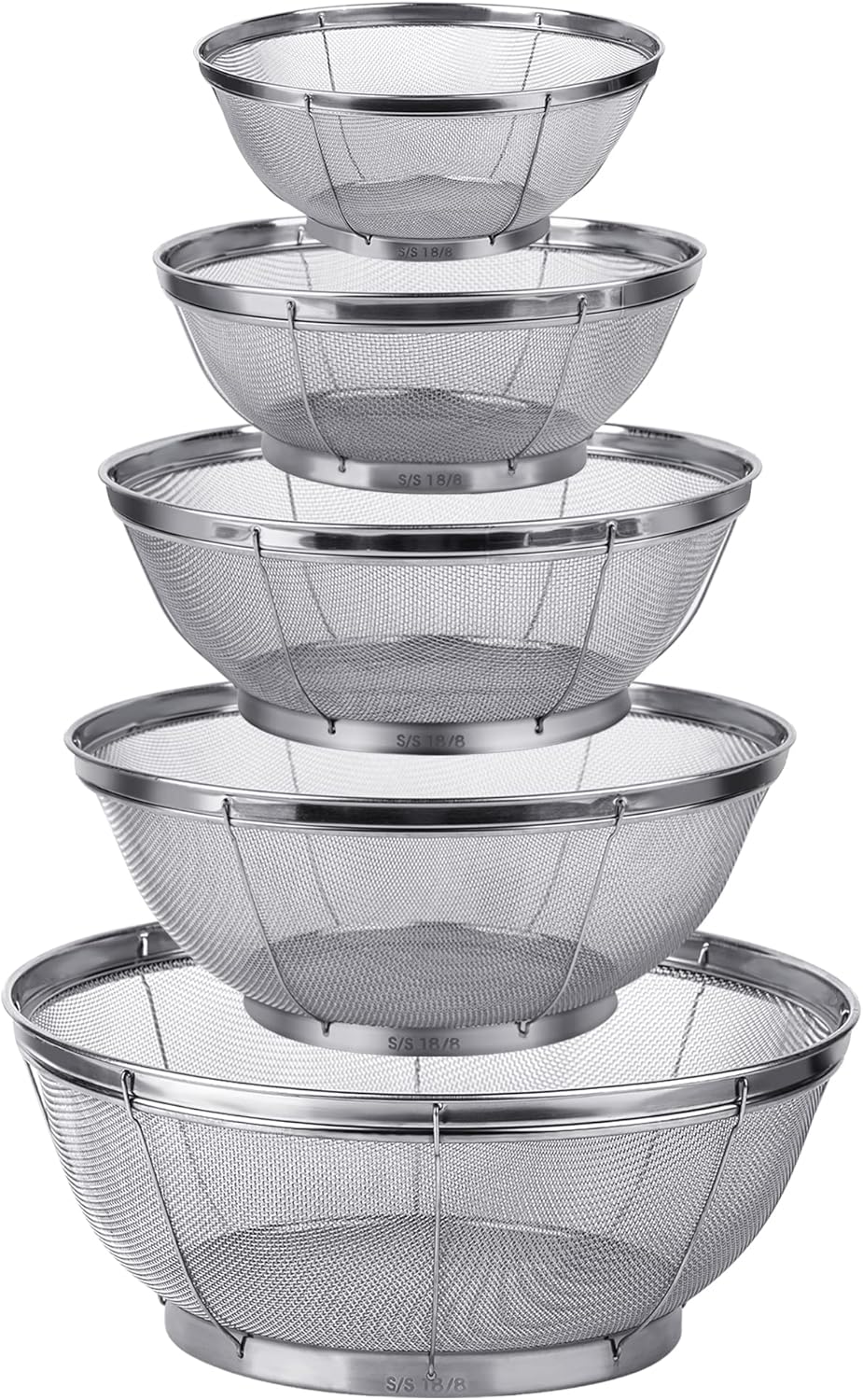 4-Piece Stainless Steel Kitchen Strainer Set – Fine Mesh Colanders for Pasta, Rice & Fruit, Multi-Size Sifter Sieves