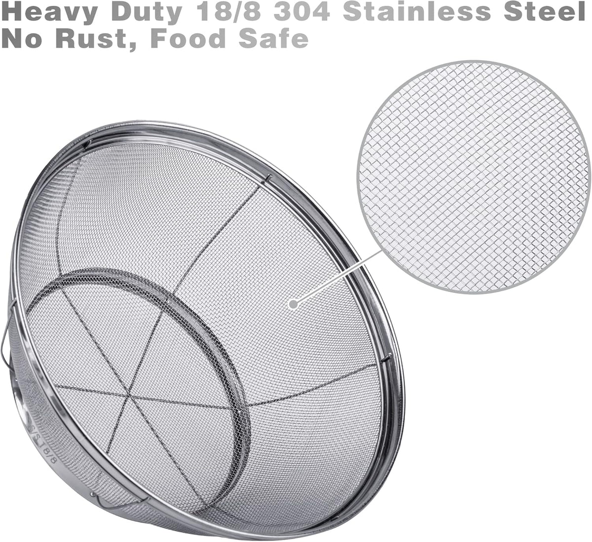 4-Piece Stainless Steel Kitchen Strainer Set – Fine Mesh Colanders for Pasta, Rice & Fruit, Multi-Size Sifter Sieves